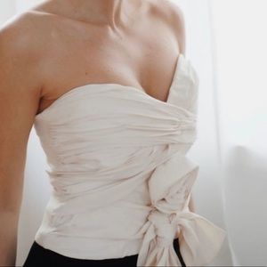 ZARA ECRU DRAPED TOP